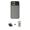 MARSİLYAN™- iPhone 11 Pro Max Kılıf Vadi Çizgi - Siyah Polymer Nano Ekran Koruyucu + Kamera Lens Koruma Cam - SF