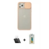 MARSİLYAN™- iPhone 11 Pro Max Kılıf Vadi Çizgi - Siyah Polymer Nano Ekran Koruyucu + Kamera Lens Koruma Cam - SF