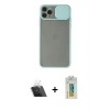 MARSİLYAN™- iPhone 11 Pro Max Kılıf Vadi Çizgi - Siyah Polymer Nano Ekran Koruyucu + Kamera Lens Koruma Cam - SF