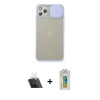 MARSİLYAN™- iPhone 11 Pro Max Kılıf Vadi Çizgi - Siyah Polymer Nano Ekran Koruyucu + Kamera Lens Koruma Cam - SF