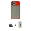 MARSİLYAN™- iPhone 11 Pro Max Kılıf Vadi Çizgi - Siyah Polymer Nano Ekran Koruyucu + Kamera Lens Koruma Cam - SF
