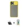 MARSİLYAN™- iPhone 11 Pro Max Kılıf Vadi Çizgi - Siyah Polymer Nano Ekran Koruyucu + Kamera Lens Koruma Cam - SF