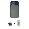 MARSİLYAN™- iPhone 11 Pro Max Kılıf Vadi Çizgi - Siyah Polymer Nano Ekran Koruyucu + Kamera Lens Koruma Cam - SF