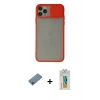 MARSİLYAN™- iPhone 11 Pro Max Kılıf Vadi Çizgi - Siyah Polymer Nano Ekran Koruyucu + Shine Kamera Lens Koruma Cam - SABE