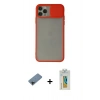 MARSİLYAN™- iPhone 11 Pro Max Kılıf Vadi Çizgi - Siyah Polymer Nano Ekran Koruyucu + Shine Kamera Lens Koruma Cam - SH