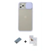 MARSİLYAN™- iPhone 11 Pro Max Kılıf Vadi Çizgi - Siyah Seramik Nano Ekran Koruyucu + Metal Kamera Lens Koruma Cam - AKYL