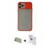 MARSİLYAN™- iPhone 11 Pro Max Kılıf Vadi Çizgi - Siyah Seramik Nano Ekran Koruyucu + Rainbow Kamera Lens Koruma Cam - GD