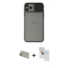 MARSİLYAN™- iPhone 11 Pro Max Kılıf Vadi Çizgi - Siyah Seramik Nano Ekran Koruyucu + Rainbow Kamera Lens Koruma Cam - GD