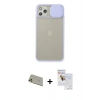 MARSİLYAN™- iPhone 11 Pro Max Kılıf Vadi Çizgi - Siyah Seramik Nano Ekran Koruyucu + Rainbow Kamera Lens Koruma Cam - GD