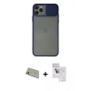 MARSİLYAN™- iPhone 11 Pro Max Kılıf Vadi Çizgi - Siyah Seramik Nano Ekran Koruyucu + Rainbow Kamera Lens Koruma Cam - GD