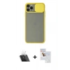 MARSİLYAN™- iPhone 11 Pro Max Kılıf Vadi Çizgi - Siyah Seramik Nano Ekran Koruyucu + Kamera Lens Koruma Cam - SF