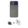 MARSİLYAN™- iPhone 11 Pro Max Kılıf Vadi Çizgi - Siyah Seramik Nano Ekran Koruyucu + Kamera Lens Koruma Cam - SF