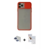 MARSİLYAN™- iPhone 11 Pro Max Kılıf Vadi Çizgi - Siyah Seramik Nano Ekran Koruyucu + Pers Alüminyum Kamera Lens - LT