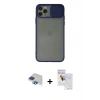 MARSİLYAN™- iPhone 11 Pro Max Kılıf Vadi Çizgi - Siyah Seramik Nano Ekran Koruyucu + Pers Alüminyum Kamera Lens - LT