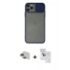 MARSİLYAN™- iPhone 11 Pro Max Kılıf Vadi Çizgi - Siyah Seramik Nano Ekran Koruyucu + Pers Alüminyum Kamera Lens - YL
