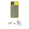 MARSİLYAN™- iPhone 11 Pro Max Kılıf Vadi Çizgi - Siyah Seramik Nano Ekran Koruyucu + Renkli Kamera Lens Koruma Cam - TU