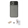 MARSİLYAN™- iPhone 11 Pro Max Kılıf Vadi Çizgi - Siyah Seramik Nano Ekran Koruyucu + Renkli Kamera Lens Koruma Cam - SI