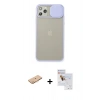 MARSİLYAN™- iPhone 11 Pro Max Kılıf Vadi Çizgi - Siyah Seramik Nano Ekran Koruyucu + Renkli Kamera Lens Koruma Cam - TU