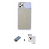 MARSİLYAN™- iPhone 11 Pro Max Kılıf Vadi Çizgi - Siyah Seramik Nano Ekran Koruyucu + Metal Kamera Lens Koruma Cam - SH