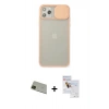 MARSİLYAN™- iPhone 11 Pro Max Kılıf Vadi Çizgi - Siyah Seramik Nano Ekran Koruyucu + Yeşil Rainbow Kamera Lens Koruma Cam