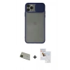 MARSİLYAN™- iPhone 11 Pro Max Kılıf Vadi Çizgi - Siyah Seramik Nano Ekran Koruyucu + Yeşil Rainbow Kamera Lens Koruma Cam