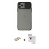 MARSİLYAN™- iPhone 11 Pro Max Kılıf Vadi Çizgi - Siyah Seramik Nano Ekran Koruyucu + Renkli Kamera Lens Koruma Cam - YL