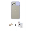 MARSİLYAN™- iPhone 11 Pro Max Kılıf Vadi Çizgi - Siyah Seramik Nano Ekran Koruyucu + Renkli Kamera Lens Koruma Cam - YL
