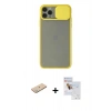 MARSİLYAN™- iPhone 11 Pro Max Kılıf Vadi Çizgi - Siyah Seramik Nano Ekran Koruyucu + Renkli Kamera Lens Koruma Cam - YL