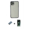 MARSİLYAN™- iPhone 11 Pro Max Kılıf Vadi Minimal - Şeffaf 360 Full Body Arka Koruyucu + Metal Kamera Lens Koruma Cam - GD