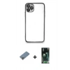 MARSİLYAN™- iPhone 11 Pro Max Kılıf Vadi Minimal - Şeffaf 360 Full Body Arka Koruyucu + Metal Kamera Lens Koruma Cam - AKYL