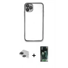 MARSİLYAN™- iPhone 11 Pro Max Kılıf Vadi Minimal - Şeffaf 360 Full Body Arka Koruyucu + Pers Alüminyum Kamera Lens - SH