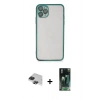 MARSİLYAN™- iPhone 11 Pro Max Kılıf Vadi Minimal - Şeffaf 360 Full Body Arka Koruyucu + Pers Alüminyum Kamera Lens - SH