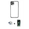 MARSİLYAN™- iPhone 11 Pro Max Kılıf Vadi Minimal - Şeffaf 360 Full Body Arka Koruyucu + Pers Alüminyum Kamera Lens - LT