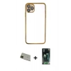 MARSİLYAN™- iPhone 11 Pro Max Kılıf Vadi Minimal - Şeffaf 360 Full Body Arka Koruyucu + Rainbow Kamera Lens Koruma Cam - YL