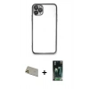 MARSİLYAN™- iPhone 11 Pro Max Kılıf Vadi Minimal - Şeffaf 360 Full Body Arka Koruyucu + Rainbow Kamera Lens Koruma Cam - GD