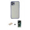 MARSİLYAN™- iPhone 11 Pro Max Kılıf Vadi Minimal - Şeffaf 360 Full Body Arka Koruyucu + Renkli Kamera Lens Koruma Cam - MI