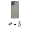 MARSİLYAN™- iPhone 11 Pro Max Kılıf Vadi Minimal - Şeffaf Pasifik Cam Ekran Koruyucu + Metal Kamera Lens Koruma Cam - AKYL