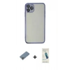 MARSİLYAN™- iPhone 11 Pro Max Kılıf Vadi Minimal - Şeffaf Pasifik Cam Ekran Koruyucu + Metal Kamera Lens Koruma Cam - AKYL