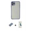MARSİLYAN™- iPhone 11 Pro Max Kılıf Vadi Minimal - Şeffaf Pasifik Cam Ekran Koruyucu + Shine Kamera Lens Koruma Cam - GS