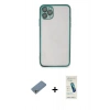 MARSİLYAN™- iPhone 11 Pro Max Kılıf Vadi Minimal - Şeffaf Pasifik Cam Ekran Koruyucu + Shine Kamera Lens Koruma Cam - GS