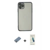 MARSİLYAN™- iPhone 11 Pro Max Kılıf Vadi Minimal - Şeffaf Pasifik Cam Ekran Koruyucu + Shine Kamera Lens Koruma Cam - GS