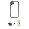 MARSİLYAN™- iPhone 11 Pro Max Kılıf Vadi Minimal - Şeffaf Pasifik Cam Ekran Koruyucu + Kamera Lens Koruma Cam - SF