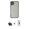 MARSİLYAN™- iPhone 11 Pro Max Kılıf Vadi Minimal - Şeffaf Pasifik Cam Ekran Koruyucu + Kamera Lens Koruma Cam - SF