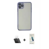 MARSİLYAN™- iPhone 11 Pro Max Kılıf Vadi Minimal - Şeffaf Pasifik Cam Ekran Koruyucu + Kamera Lens Koruma Cam - SF
