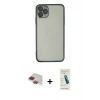 MARSİLYAN™- iPhone 11 Pro Max Kılıf Vadi Minimal - Şeffaf Pasifik Cam Ekran Koruyucu + Pers Alüminyum Kamera Lens - KI