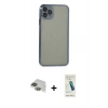 MARSİLYAN™- iPhone 11 Pro Max Kılıf Vadi Minimal - Şeffaf Pasifik Cam Ekran Koruyucu + Pers Alüminyum Kamera Lens - YL
