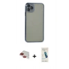 MARSİLYAN™- iPhone 11 Pro Max Kılıf Vadi Minimal - Şeffaf Pasifik Cam Ekran Koruyucu + Pers Alüminyum Kamera Lens - KI