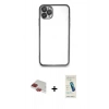 MARSİLYAN™- iPhone 11 Pro Max Kılıf Vadi Minimal - Şeffaf Pasifik Cam Ekran Koruyucu + Pers Alüminyum Kamera Lens - KI