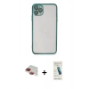 MARSİLYAN™- iPhone 11 Pro Max Kılıf Vadi Minimal - Şeffaf Pasifik Cam Ekran Koruyucu + Pers Alüminyum Kamera Lens - KI