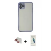 MARSİLYAN™- iPhone 11 Pro Max Kılıf Vadi Minimal - Şeffaf Pasifik Cam Ekran Koruyucu + Pers Alüminyum Kamera Lens - KI